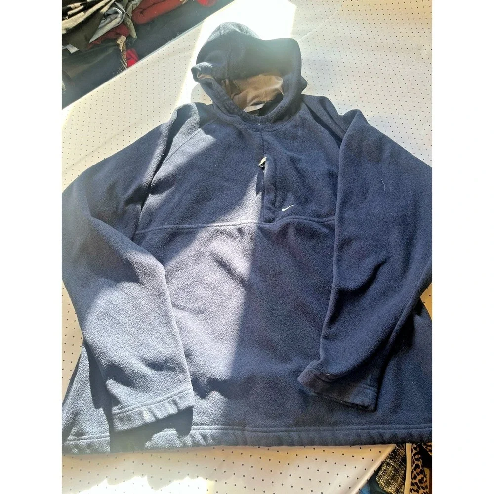 Vintage Nike Fleece Pullover 2XL Navy Blue Quarter‎ Zip Mock Neck Made In Taiwan